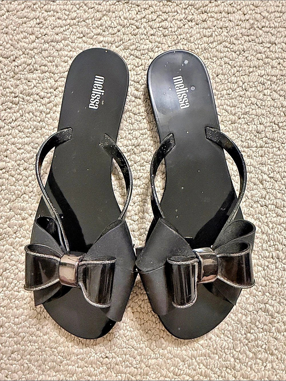 Melissa Harmonic Bow Flip Flop Sandals Black US 8